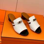 Hermes white high heel sandal in goatskin 4cm - 1