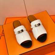 Hermes white high heel sandal in goatskin 4cm - 6