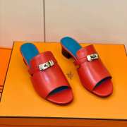 Hermes red high heel sandal in goatskin 4cm - 1