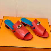 Hermes red high heel sandal in goatskin 4cm - 3