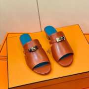 Hermes brown/blue high heel sandal in goatskin 4cm - 6