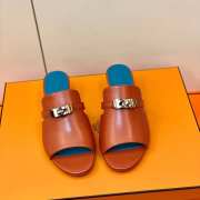 Hermes brown/blue high heel sandal in goatskin 4cm - 5