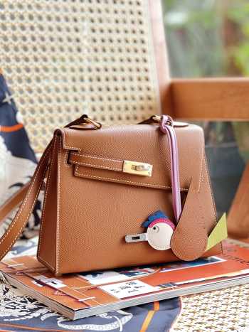 Hermes Kelly 20 Sellier Desordre Epsom Brown 20x15x9cm