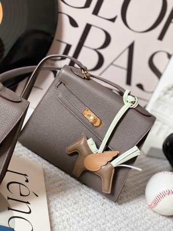 Hermes Kelly 20 Sellier Desordre Epsom Gray 20x15x9cm