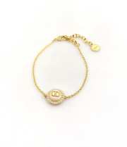 Dior Petit CD Bracelet Gold-Finish Metal with White Resin Pearls and Latte Glass - 1