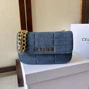 Celine Matelasses Monochrome in blue denim 24×15×5cm - 1