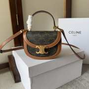 Celine Mini Besace Clea In Triomphe Canvas And Calfskin Tan - 1