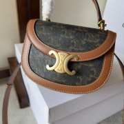 Celine Mini Besace Clea In Triomphe Canvas And Calfskin Tan - 5