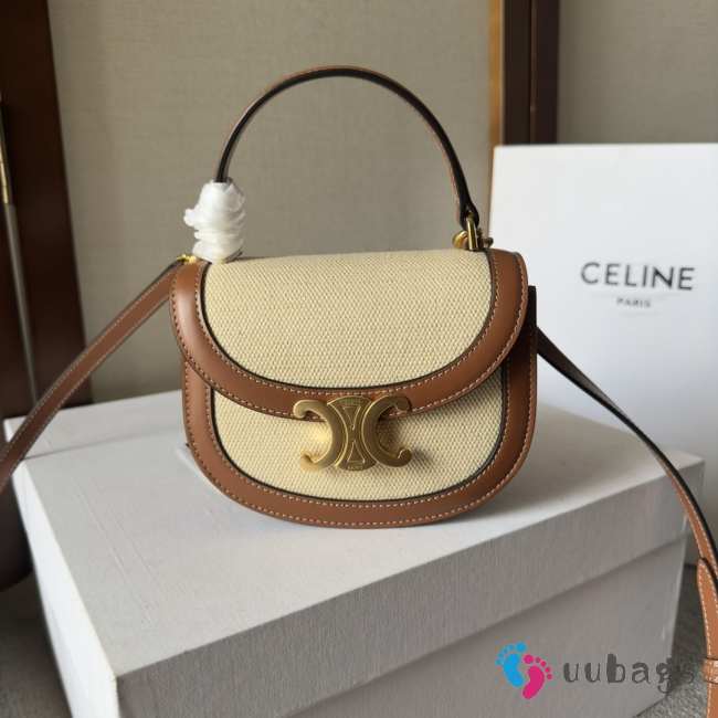 Celine Mini Besace Clea In Triomphe Canvas And Calfskin Beige/Brown - 1