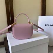 Celine Mini Besace Clea In Triomphe Canvas And Calfskin Pink - 4