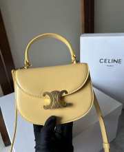 Celine Mini Besace Clea In Triomphe Canvas And Calfskin Yellow - 4