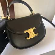 Celine Mini Besace Clea In Triomphe Canvas And Calfskin Black - 5