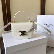 Celine Mini Besace Clea In Triomphe Canvas And Calfskin White - 1