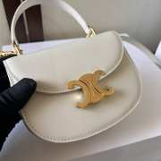 Celine Mini Besace Clea In Triomphe Canvas And Calfskin White - 6