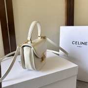 Celine Mini Besace Clea In Triomphe Canvas And Calfskin White - 5