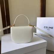 Celine Mini Besace Clea In Triomphe Canvas And Calfskin White - 3