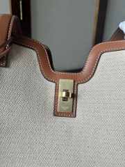 Celine Cabas 16 Bag In Textile And Calfskin Leather - 5