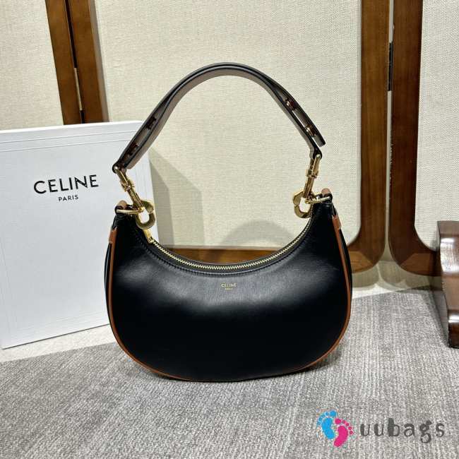 Celine Medium Ava Bag With Strap In Smooth Calfskin Black/brown 24.5x17x9cm - 1