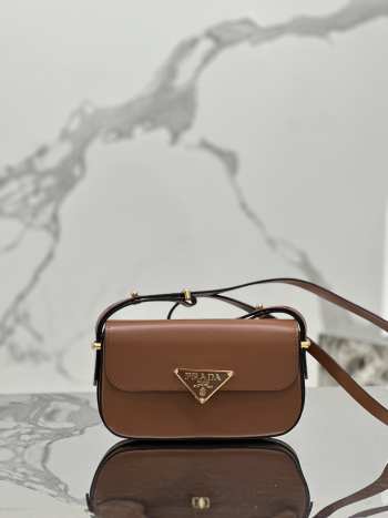 Prada brown leather shoulder bag 20.5x10.5x4cm