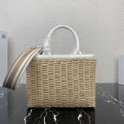 Prada wicker and canvas bag white 26x18x11.5cm - 4