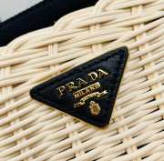 Prada wicker and canvas bag black 26x18x11.5cm - 5