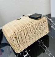 Prada wicker and canvas bag black 26x18x11.5cm - 4