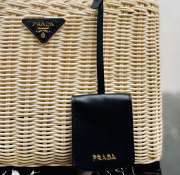 Prada wicker and canvas bag black 26x18x11.5cm - 2