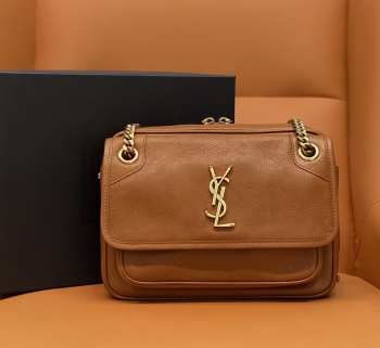 YSL Niki Camera Brown Bag in Smooth Leather 26×19×7.5cm