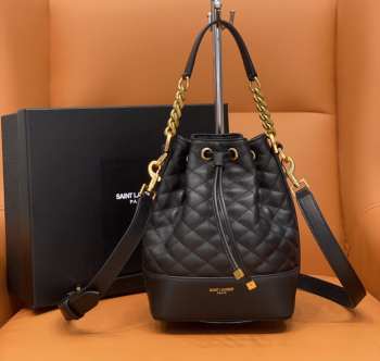 YSL Emmanuelle quilted bucket black bag 14.5x20x12cm