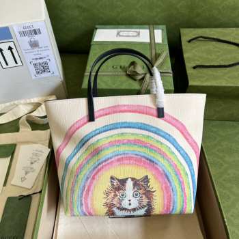 Gucci 410812 rainbow cat printed tote bag 21x20x10cm