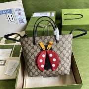 Gucci 585933 Ladybug Tote Bag Brown 21x20x10cm - 1