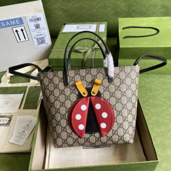 Gucci 585933 Ladybug Tote Bag Brown 21x20x10cm