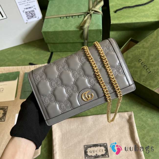 Gucci Matelasse Chain Wallet In Gray 20x12.5x4cm - 1