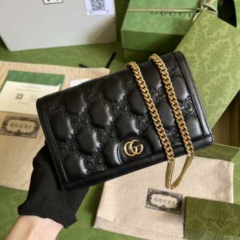 Gucci Matelasse Chain Wallet In Black 20x12.5x4cm