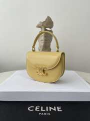 Celine Mini Besace Clea In Shiny Calfskin Pollen 15.5x12x5cm - 6