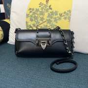 Valentino Garavani Rockstud Brushed Calfskin Black Bag With Silver Buckle - 1