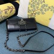 Valentino Garavani Rockstud Brushed Calfskin Black Bag With Silver Buckle - 5