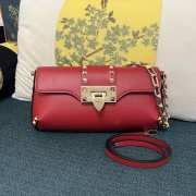 Valentino Garavani Rockstud Brushed Calfskin Red Bag 26x13x7cm - 1