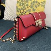 Valentino Garavani Rockstud Brushed Calfskin Red Bag 26x13x7cm - 2