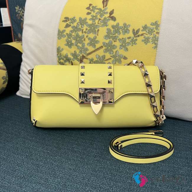 Valentino Garavani Rockstud Brushed Calfskin Yellow Bag 26x13x7cm - 1