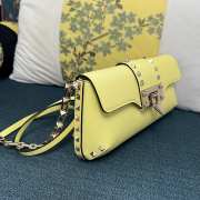 Valentino Garavani Rockstud Brushed Calfskin Yellow Bag 26x13x7cm - 3