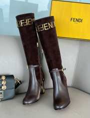 Fendi Delfina Dark Brown leather high-heeled boots 10.5cm - 5