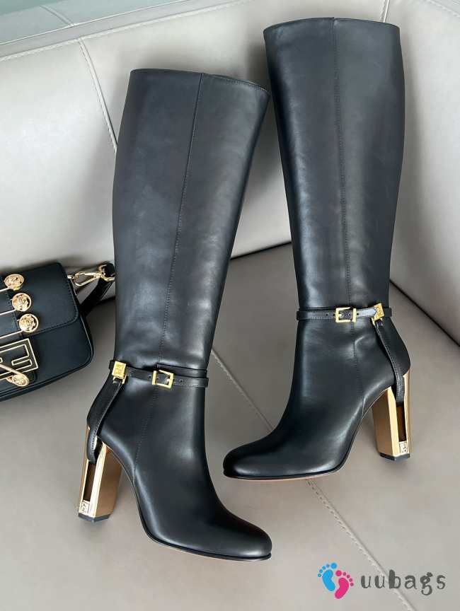 Fendi Delfina Black leather high-heeled boots 10.5cm - 1