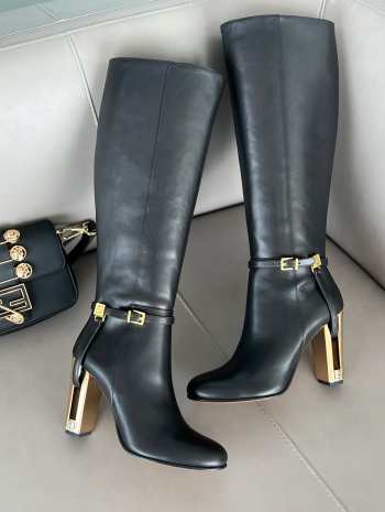 Fendi Delfina Black leather high-heeled boots 10.5cm