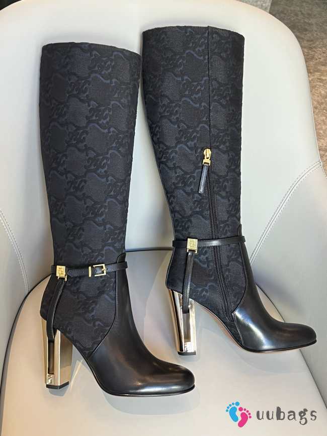 Fendi Delfina Black leather high-heeled boots 10.5cm 02 - 1