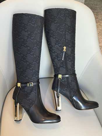 Fendi Delfina Black leather high-heeled boots 10.5cm 02