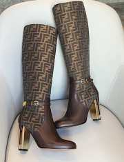 Fendi Delfina Brown leather high-heeled boots 10.5cm - 1