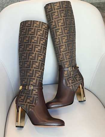 Fendi Delfina Brown leather high-heeled boots 10.5cm