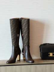 Fendi Delfina Brown leather high-heeled boots 10.5cm - 6