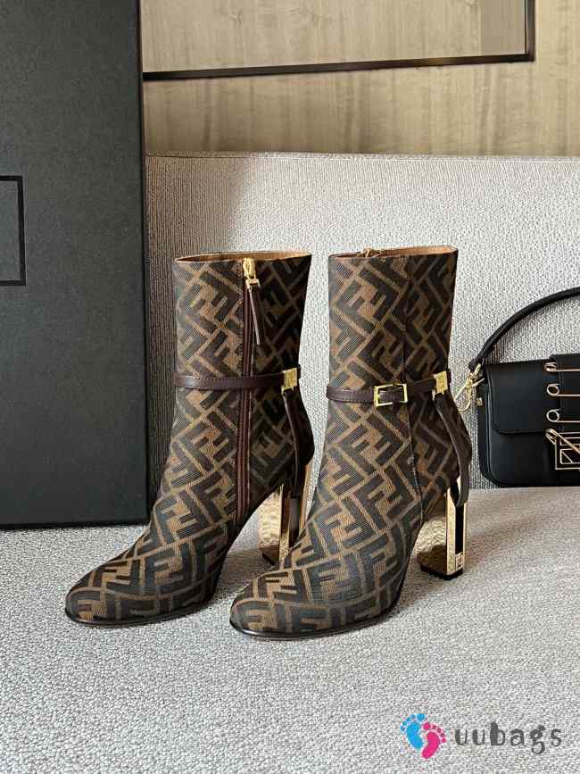 Fendi Delfina Brown leather high-heeled ankle boots 10.5cm - 1